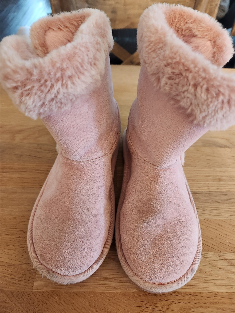 Girls Sugar Plush Pink Faux-Suede Shearling Winter Boots Sz 13 GUC